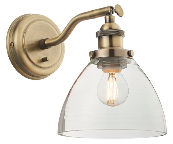 Ralph Clear Glass Wall Light in Antique Brass