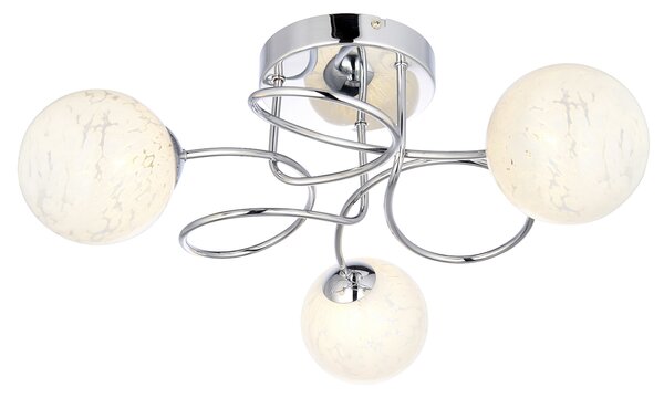 Denasia White Confetti Glass Three Light Semi Flush Light in Chrome