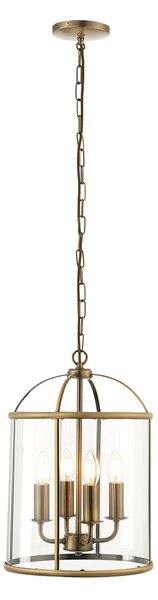 Leonard Four Light Pendant in Antique Brass