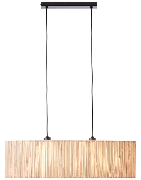 Lucille Natural Seagrass Two Light Pendant Light in Matt Black