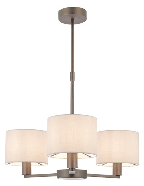 Dawson Three Individual Light Pendant in Antique Bronze with Faux Silk Fabric