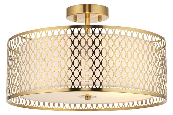 Colby Frosted Glass Three Light Flush Light in Gold