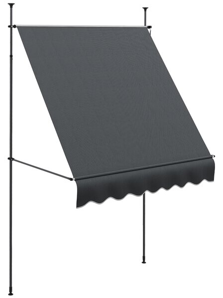 Outsunny 2 x 1.2m Retractable Awning, Free Standing Patio Sun Shade Shelter, UV Resistant, for Window and Door, Dark Grey Aosom UK