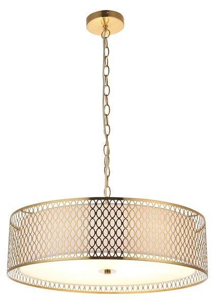 Colby Frosted Glass Three Light Pendant in Gold