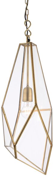 Aragon Clear Glass Pendant in Antique Brass