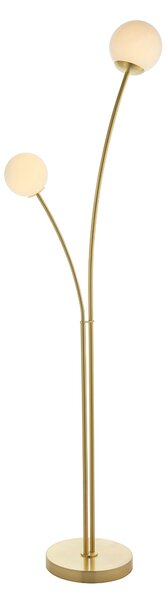 Bud Opal Glass Two Light Floor Lamp in Satin Brass