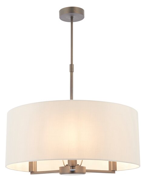 Dawson Three Light Pendant in Antique Bronze with Faux Silk Fabric