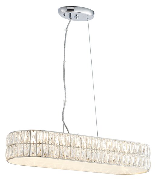 Veretta Clear Crystal Five Light Linear Pendant in Chrome