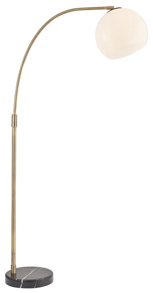 Hazel Opal Glass Floor Lamp in Antique Brass