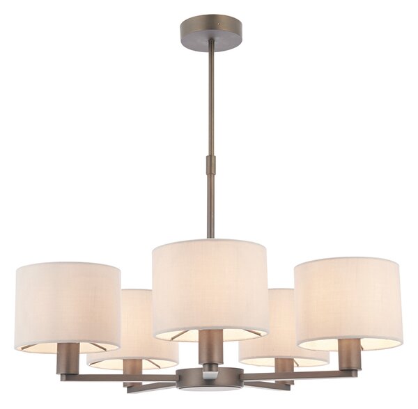 Dawson Five Light Pendant in Antique Bronze with Faux Silk Fabric