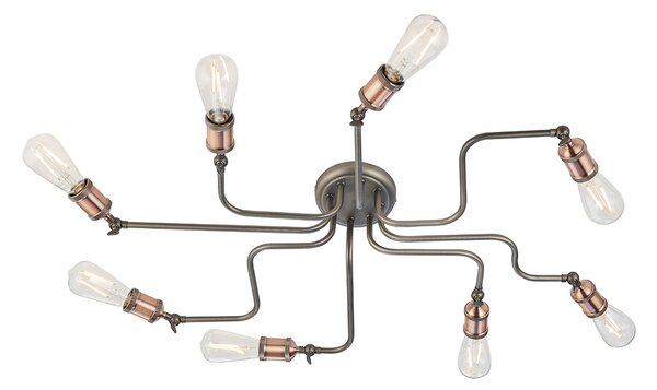 Anker Eight Light Semi Flush Light in Aged Copper