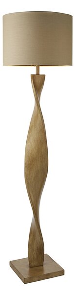 Abreya Floor Lamp in Oak with Natural Linen Shade