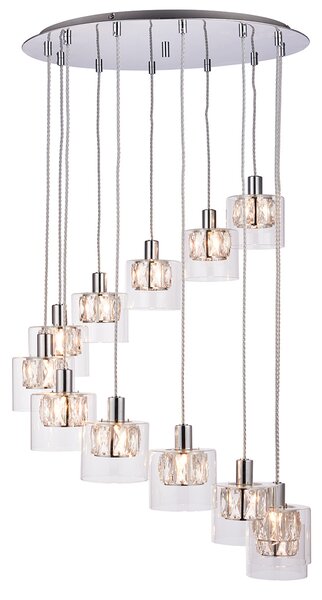 Veretta Clear Glass Twelve Light Pendant in Chrome