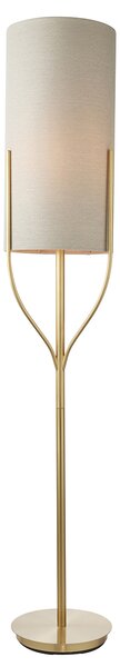 Fabian Floor Lamp in Satin Brass with Natural Linen Shade