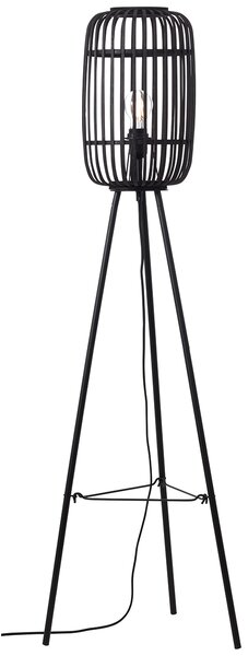 Meike Dark Bamboo Floor Lamp in Matt Black