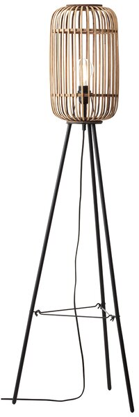 Meike Natural Bamboo Tripod Floor Lamp in Matt Black