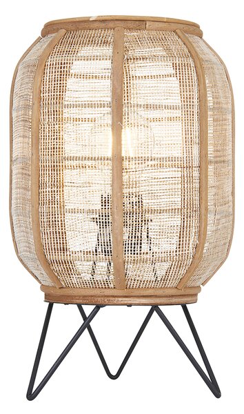 Zuni Natural Bamboo Table Lamp in Matt Black