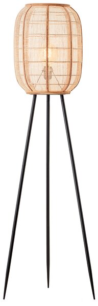 Zuni Natural Bamboo Tripod Floor Lamp in Matt Black