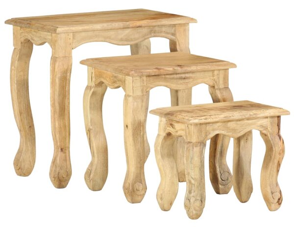 3 Piece Nesting Table Set Solid Mango Wood