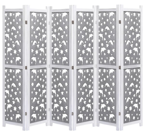 6-Panel Room Divider Grey 210x165 cm Solid Wood