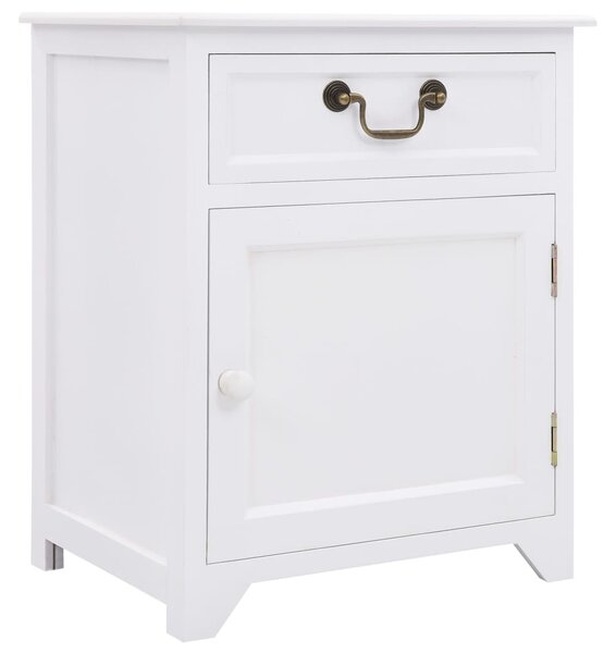 Bedside Cabinet White 40x30x50 cm Paulownia Wood