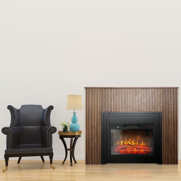 Free Standing Electric Fires with decorative slats ElectricSun LAMELIA Dark oak, with Sound Effect, 3 Colour, with APP, W120xH102cm