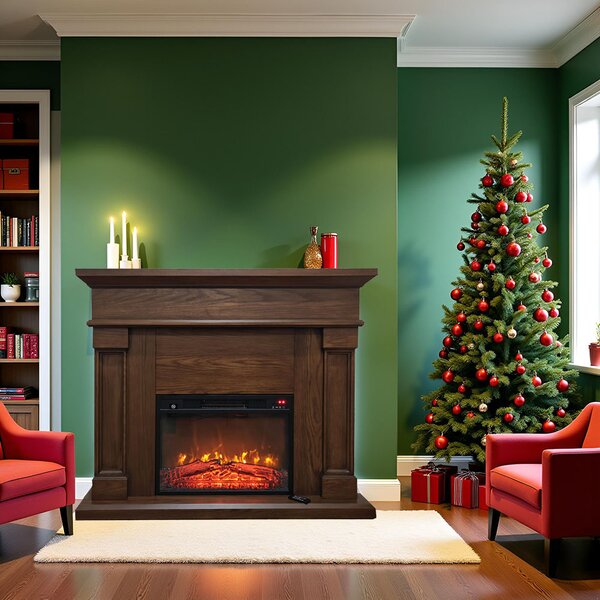Free Standing Electric Fires ElectricSun Marisa Dark oak, with Sound Effect, 3 Colour, with APP, W120xH102cm