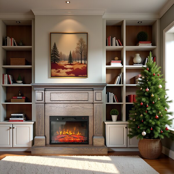 Electric Fireplace ElectricSun TUX Antik Oak Free Standing Electric Fires, with Sound Effect, 3 Colour, with APP, L110xH102cm