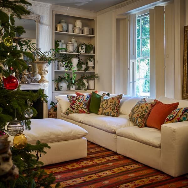 Truman Large White Linen Sectional Sofa | Large Sectional Sofa | Oversized Sectional Sofa | White Linen Modular Seating - Andrew Martin