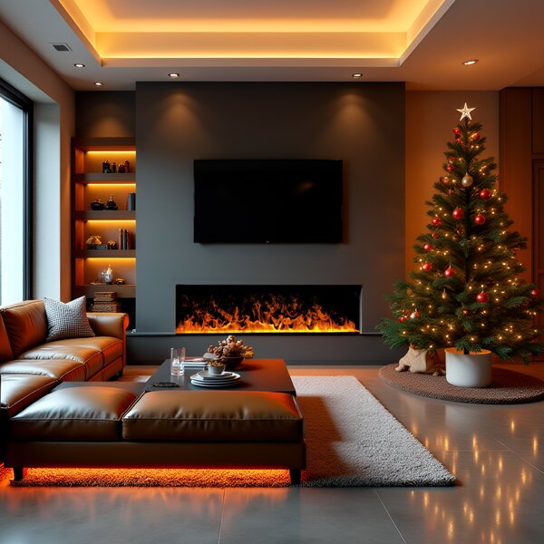 Built-in 3D Electric Fireplace Insert with Water Vapour, LED, with APP, ElectricSun MISTique small 60 cm