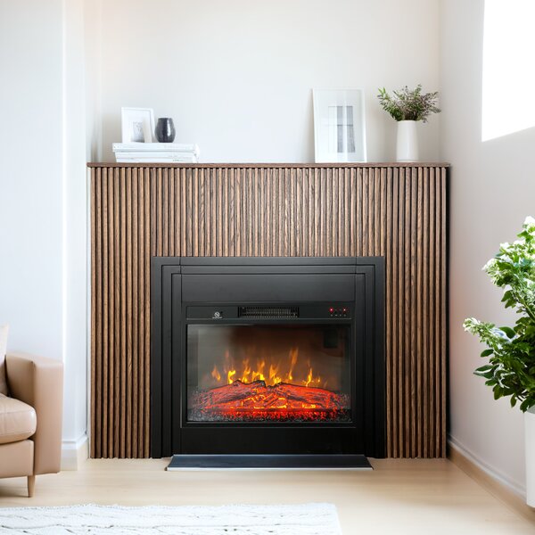 Free Standing Electric Fires with decorative slats ElectricSun LAMELIA Dark oak, with Sound Effect, 3 Colour, with APP, W120xH102cm