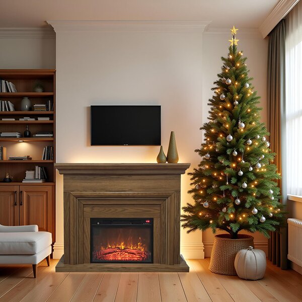 Free Standing Electric Fires ElectricSun SONIA Light oak, with Sound Effect, 3 Colour, with APP, W120xH102cm