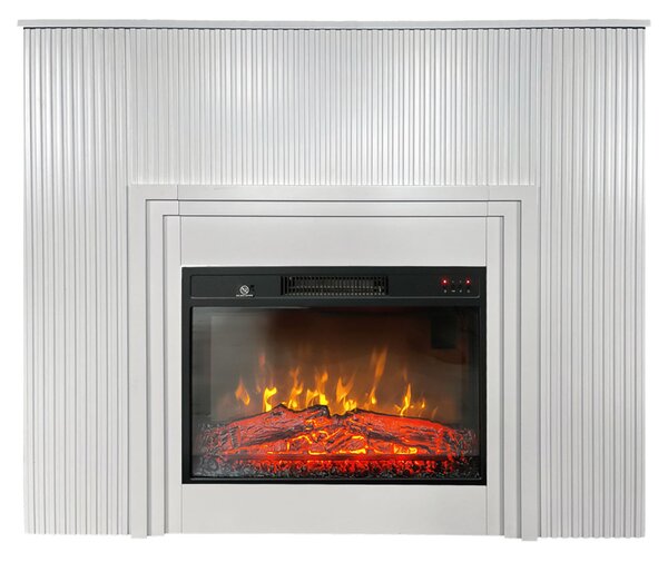 Free Standing Electric Fires with decorative slats ElectricSun LAMELIA White, with Sound Effect, 3 Colour, with APP, W120xH102cm