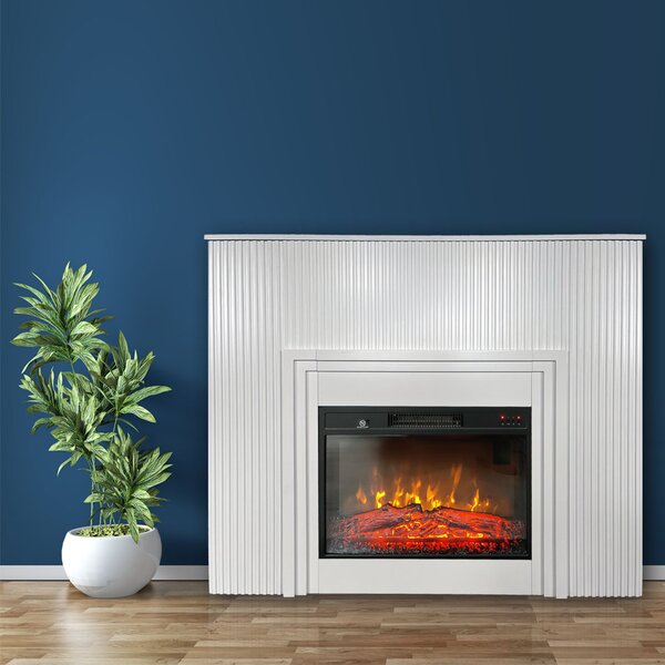 Free Standing Electric Fires with decorative slats ElectricSun LAMELIA White, with Sound Effect, 3 Colour, with APP, W120xH102cm