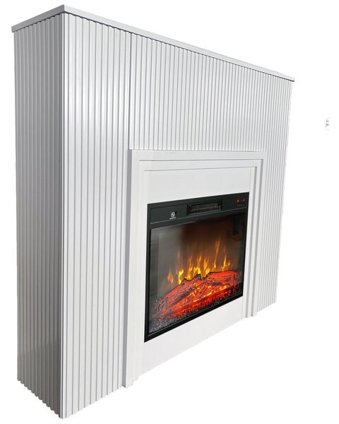 Free Standing Electric Fires with decorative slats ElectricSun LAMELIA White, with Sound Effect, 3 Colour, with APP, W120xH102cm