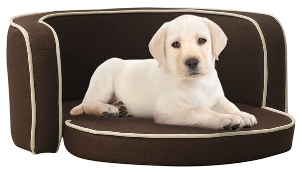 Foldable Dog Sofa Brown 76x71x30 cm Linen Washable Cushion