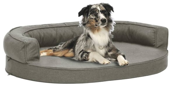 Ergonomic Dog Bed Mattress 90x64 cm Linen Look Grey