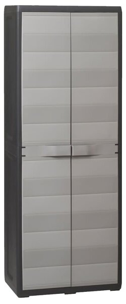 Garden Storage Cabinet with 3 Shelves Black and Grey