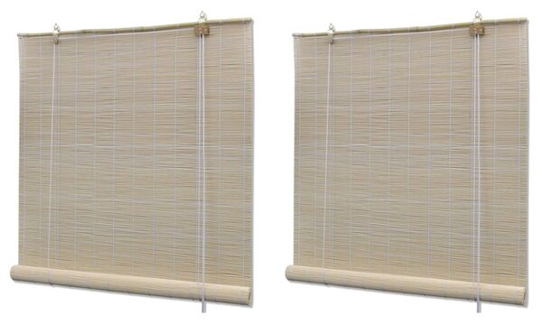 Bamboo Roller Blinds 2 pcs 120x160 cm Natural