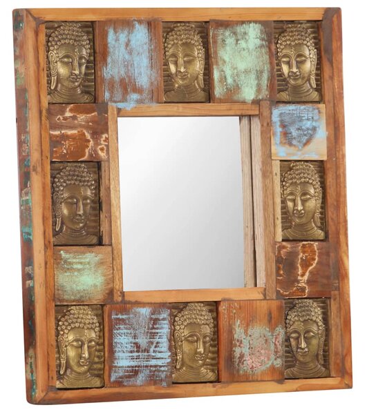 Mirror with Buddha Cladding 50x50 cm Solid Reclaimed Wood