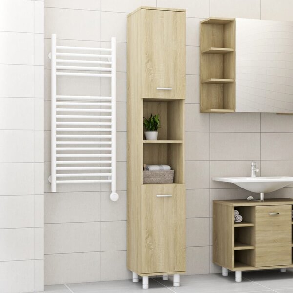 Bathroom Cabinet Sonoma Oak 30x30x179 cm Engineered Wood