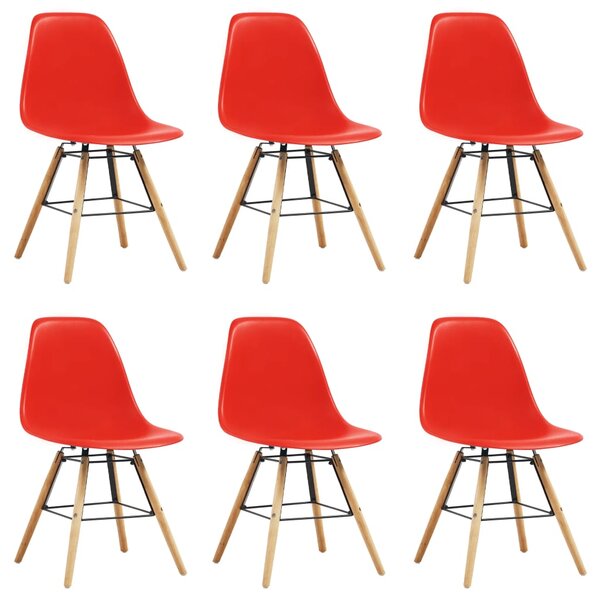Dining Chairs 6 pcs Red Plastic