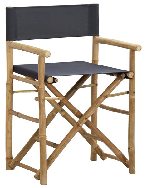 Folding Director's Chairs 2 pcs Dark Grey Bamboo and Fabric