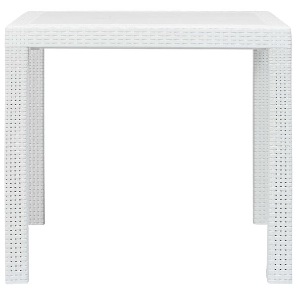 Garden Table White 79x79x72 cm Plastic Rattan Look