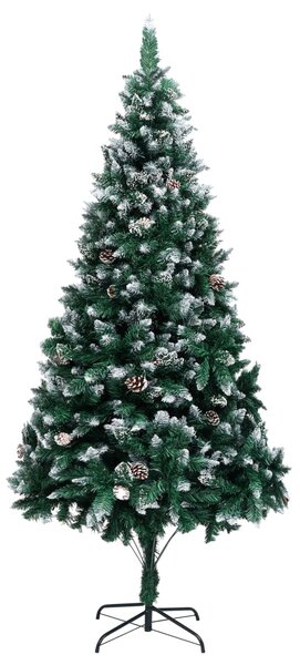 Artificial Christmas Tree with Pine Cones and White Snow 210 cm