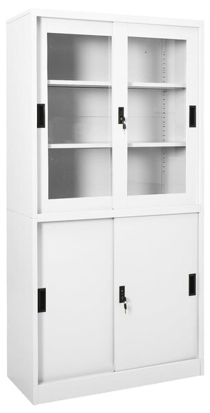 Office Cabinet with Sliding Door White 90x40x180 cm Steel