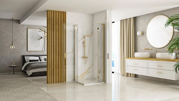 Shower enclosure REA Hugo 100x100 Gold Brush