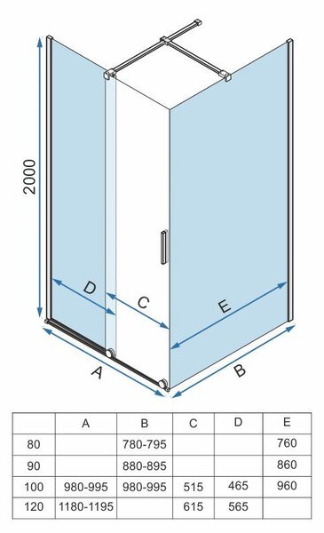 Shower enclosure REA Montana Gold Brush 100x80