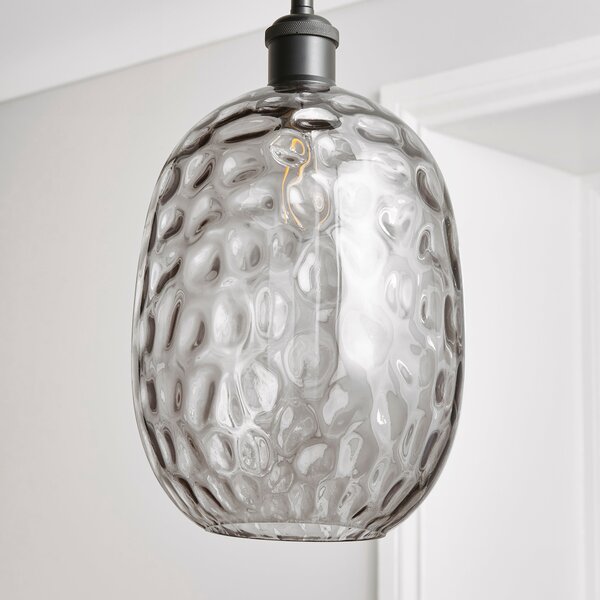 Elodie Dimpled Glass Easy Fit Pendant Shade Grey