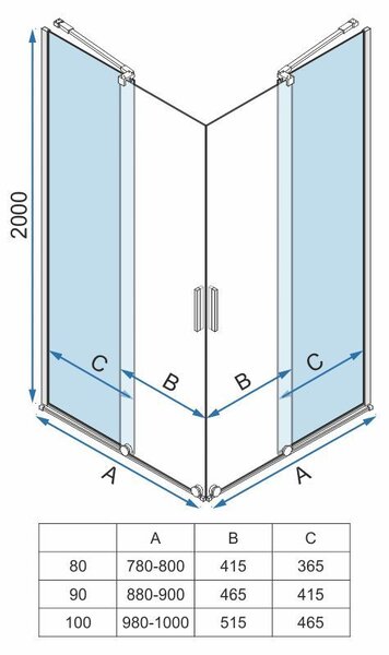 Shower enclosure REA Montana Double Gold Brush 90x90